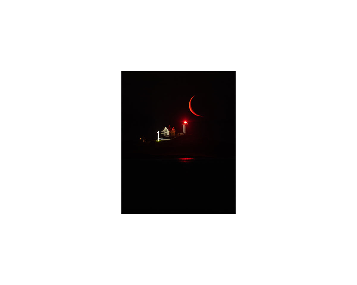 Nubble Crescent Moonrise, June 7 2021