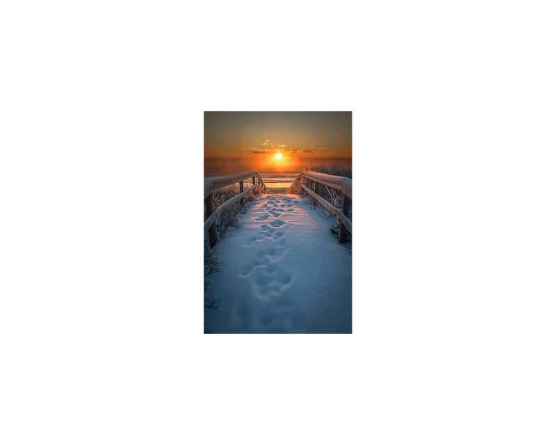 Footbridge Beach Snowy Sunrise, February 27 2023